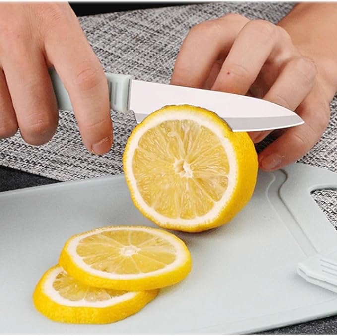 Kit Tabla De Picar 4 Piezas Cuchillo Tijera Pelador Cocina